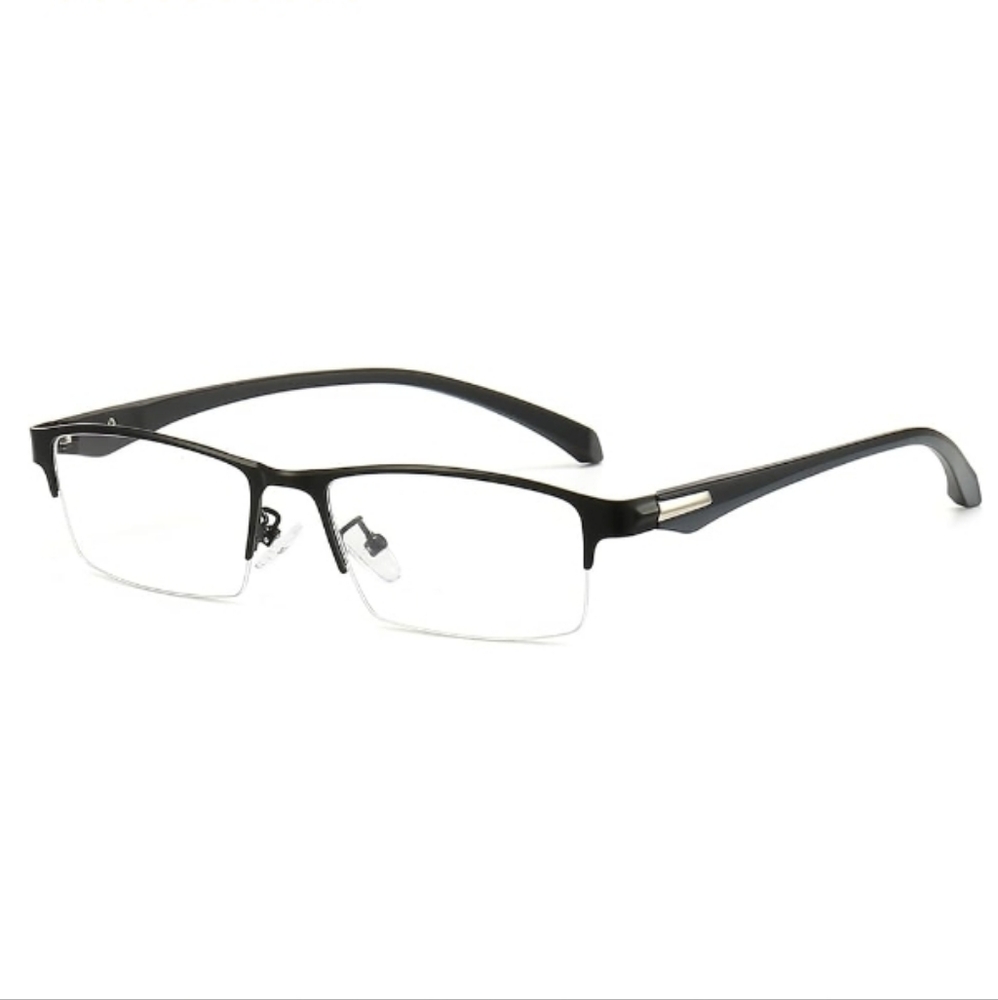 Blue Light Blocking Anti Eyestrain Lens Eyeglasses Semi Rimless Black
